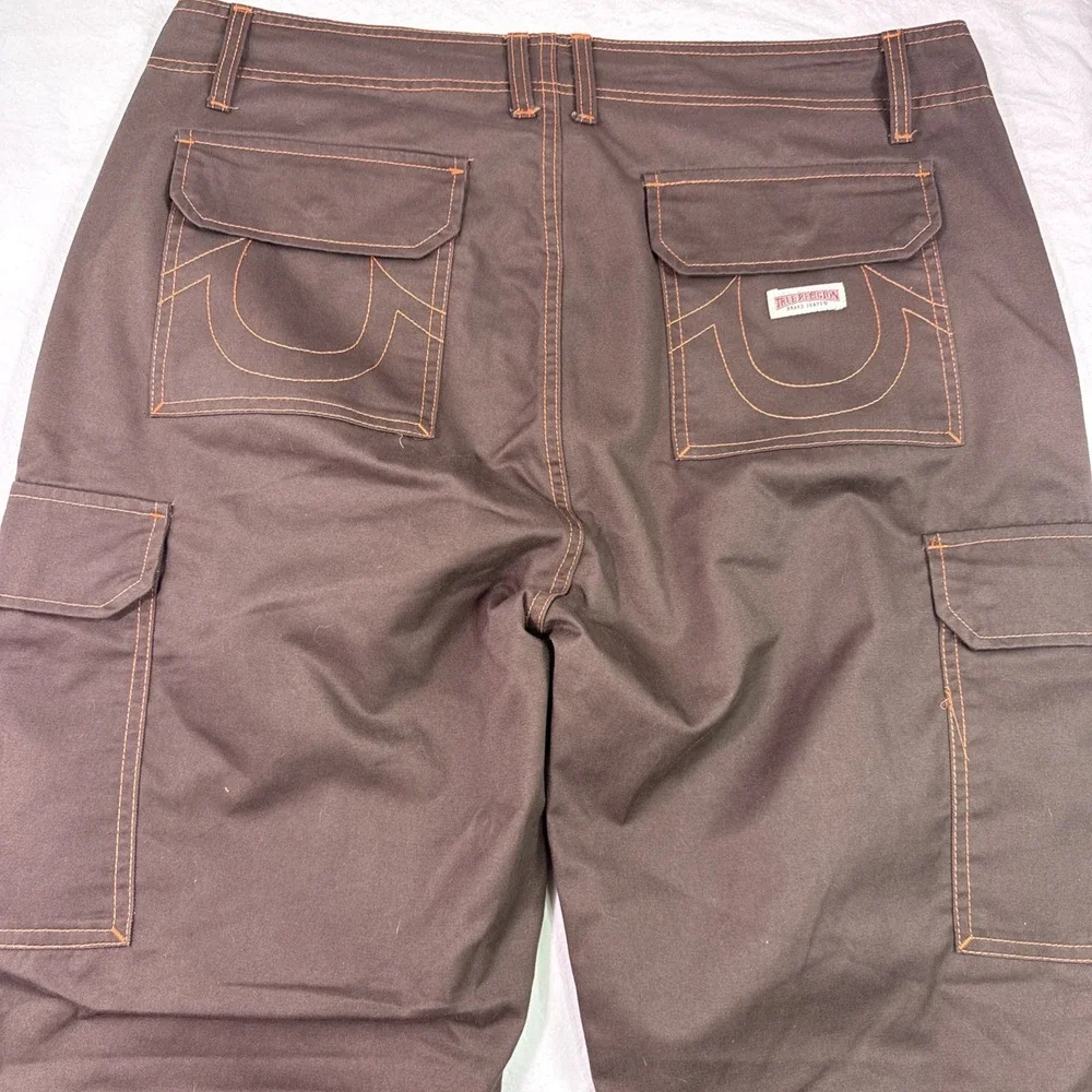 True Religion Cargo Pants  Men's 36  Bracken Brown  org trim wide leg